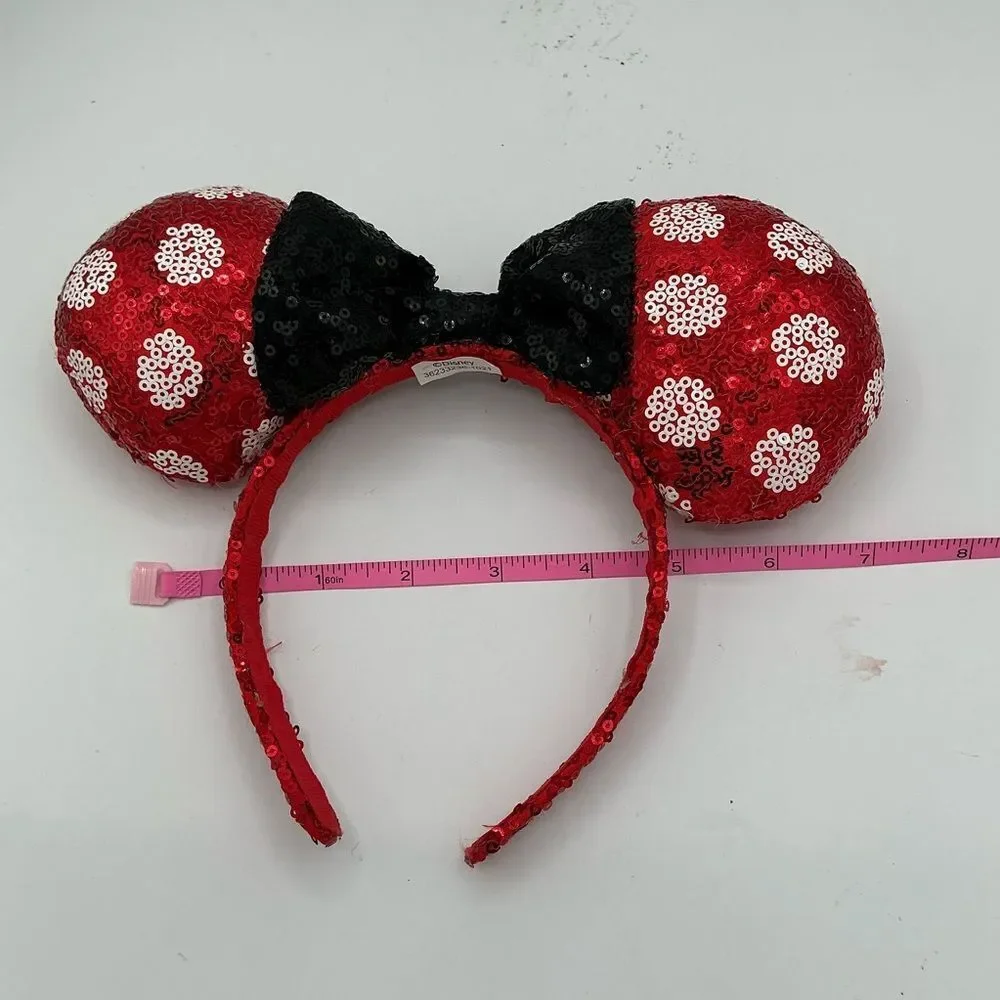 Disney Parks Minnie Mouse red and white polkadot sequin ears